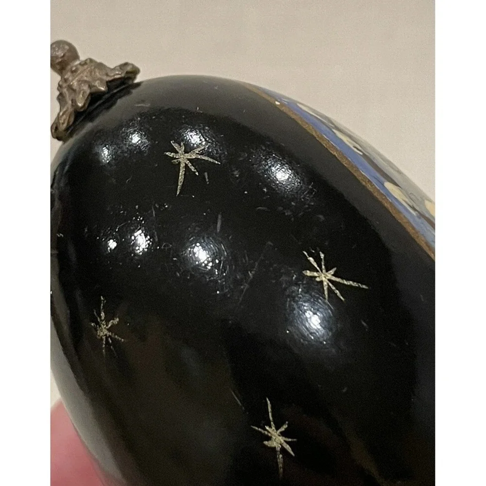 Vintage Russian Hand Painted Lacquer Egg Winter Orthodox Church‎ Signed Usov